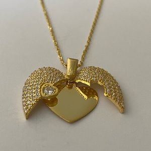 925 Silver double heart initial cz necklace 18k yellow gold plated